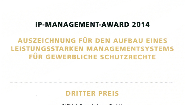 Stöbich under the top 3 in Germany in the field of IP-Management 2014